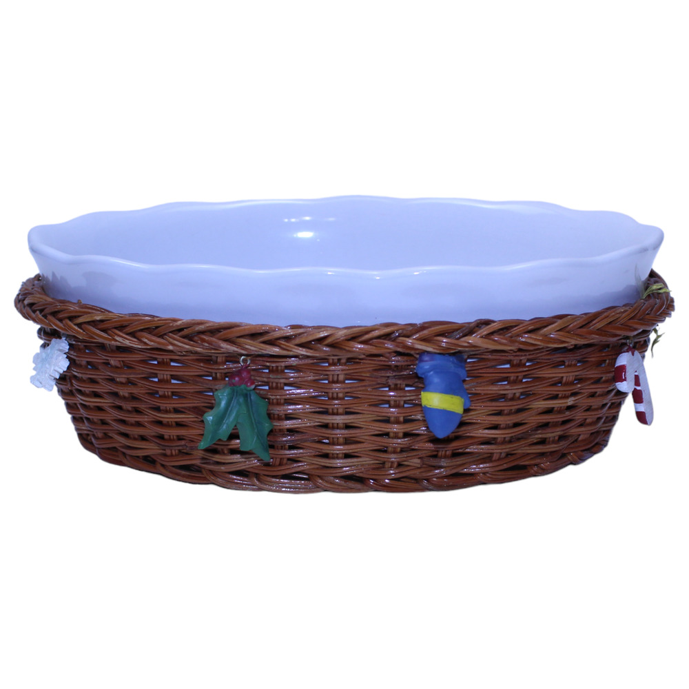 Spinnaker Snowman Serving Dishes Set of 3 With Baskets and Holiday Charms - Picture 4 of 13